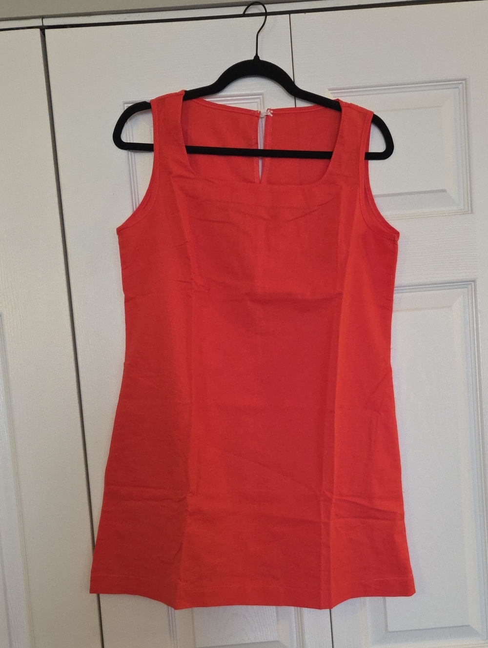 Red Sleeveless Linen Shift Dress - Unbranded